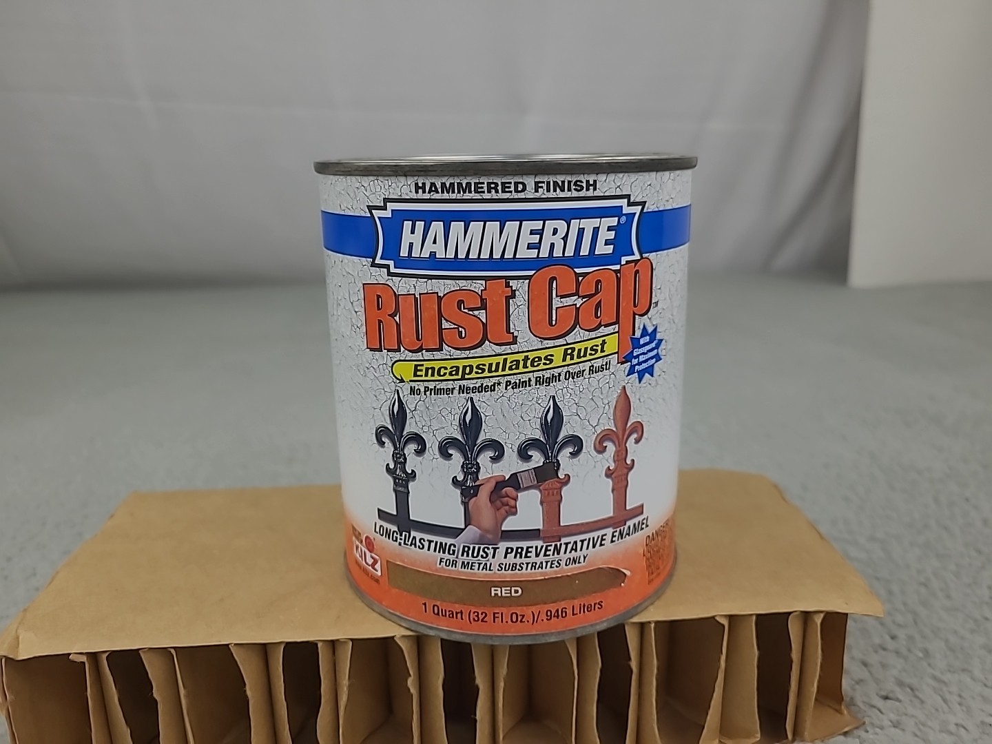 1x Dented Hammerite Rust Cap Hammered Finish Red 1 Quart Kilz
