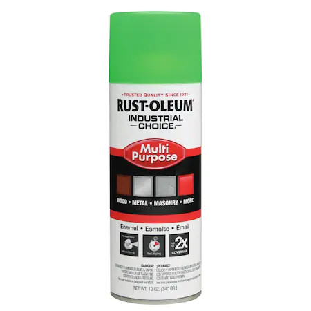 Rust-Oleum 1632830 Spray Paint, Fluorescent Green, Gloss, Solvent, 12 Oz