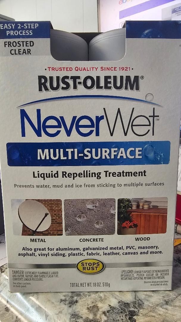 4 pk Rust-Oleum NeverWet Water Repellent Multi-Surface Spray 18 oz Frosted Clear