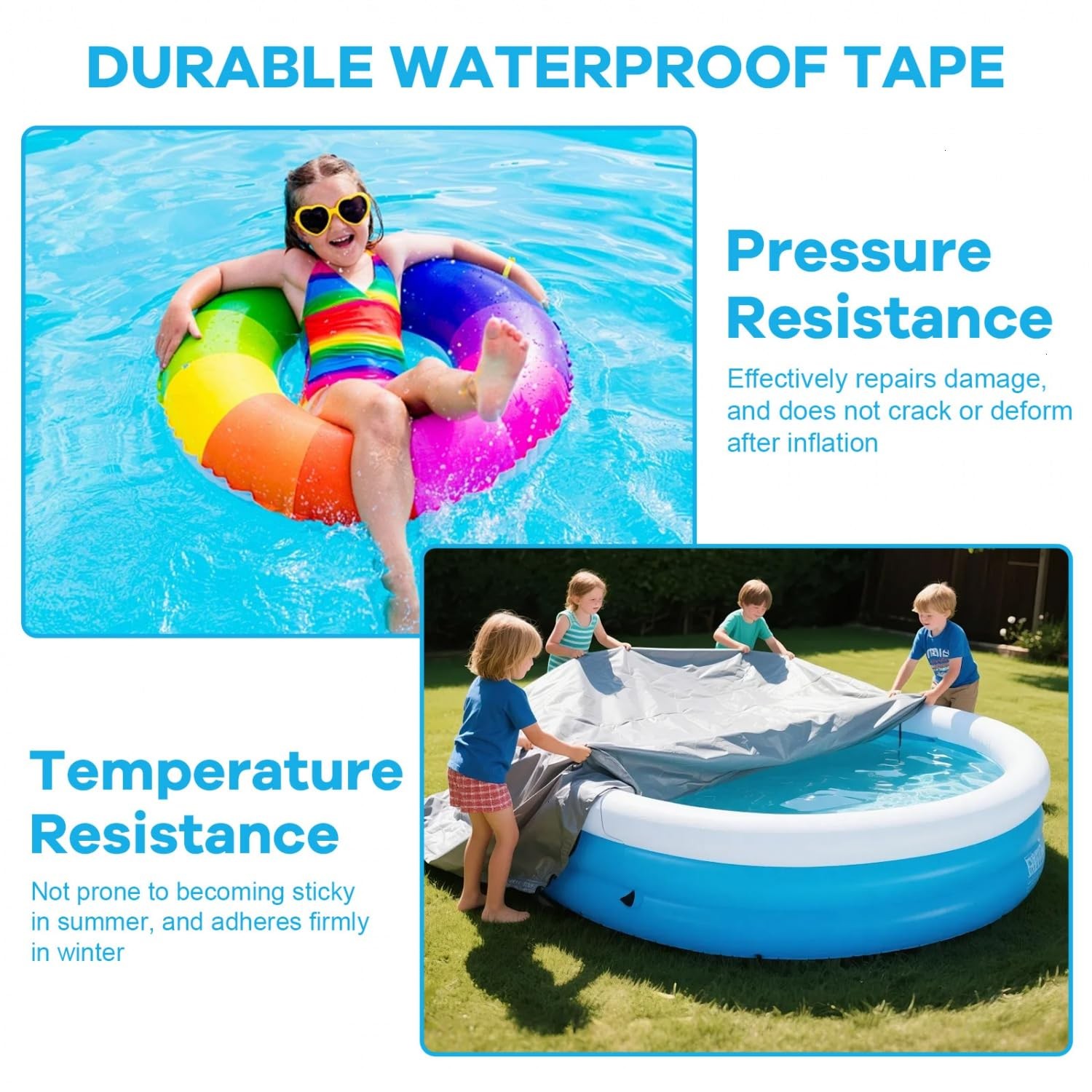 Inflatable Pool Patch Repair Kit, 3.15 in X 7.2 Ft Air Mattress Clear