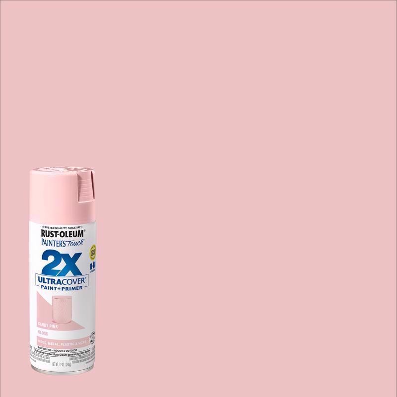 Rust-Oleum Painter’s Touch 2X Ultra Cover Gloss Candy Pink Paint+Primer Spray Pa