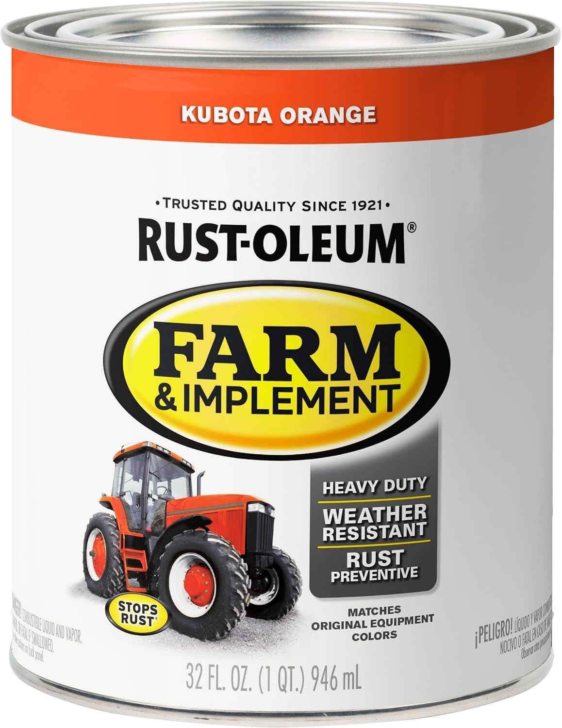 280159-2PK Farm & Implement Enamel Paint, Quart, Kubota Orange, 32 Fl Oz (Pack o