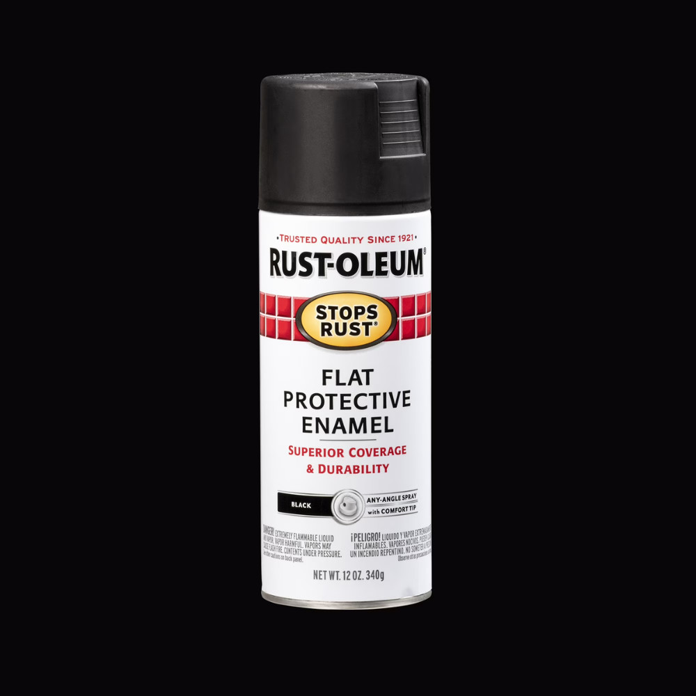 (4 Pack) Rust Oleum Black Spray Paint Stops Rust Flat Protective Enamel, 12 oz