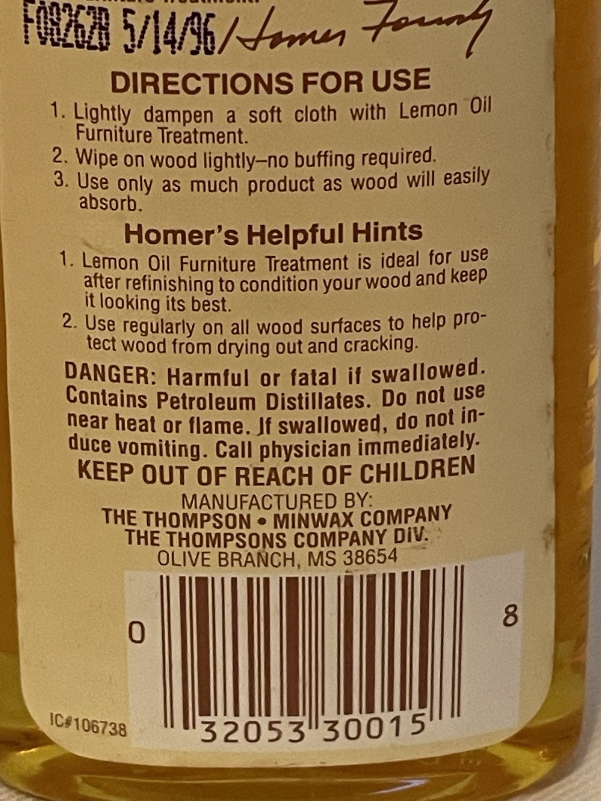 Formby’s Penetrating Lemon Oil Treatment 90% Full 8 oz