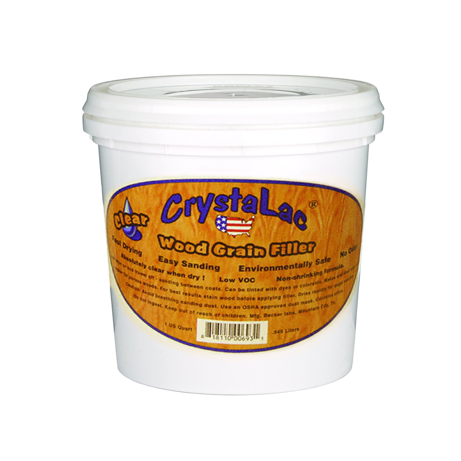 CrystaLac Clear Wood Grain Filler (8oz Mini) Clear,