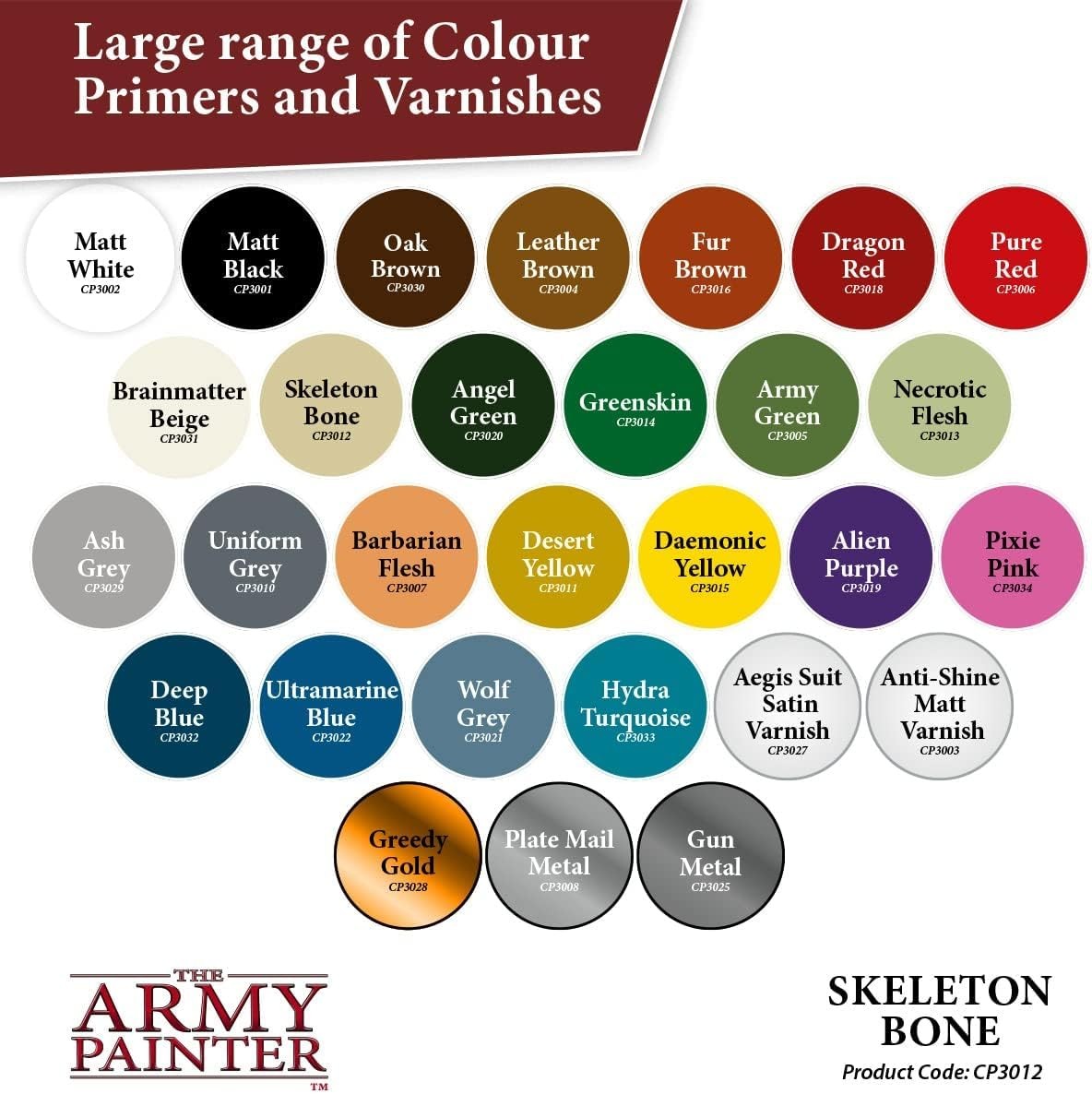 The Army Painter Color Primer Spray Paint, Skeleton Bone, 400ml, 13.5oz – Acryli