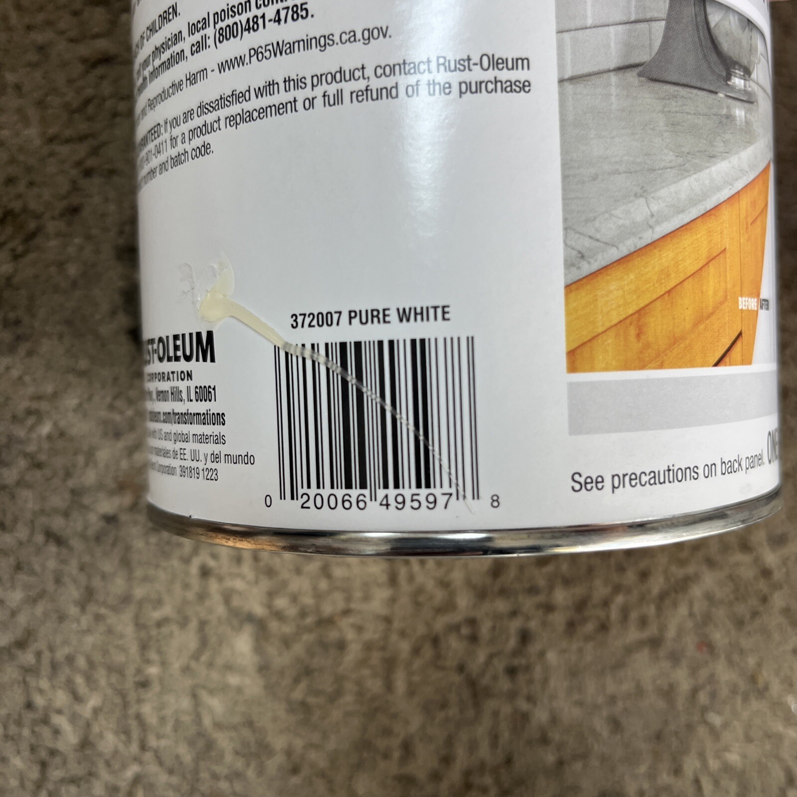 Rust-Oleum 372007 Transformations Basics Cabinet & Trim Paint, Quart, Pure White
