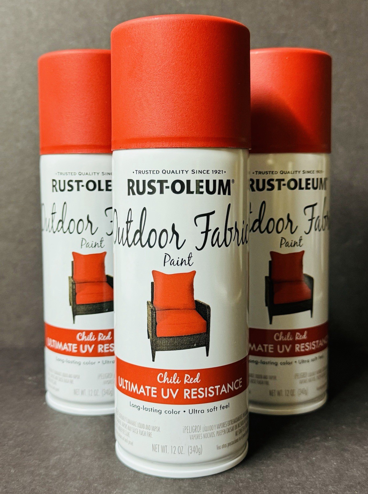 (4 Cans) Rust-Oleum Outdoor Fabric Spray Paint CHILI RED Ultimate UV Resistant