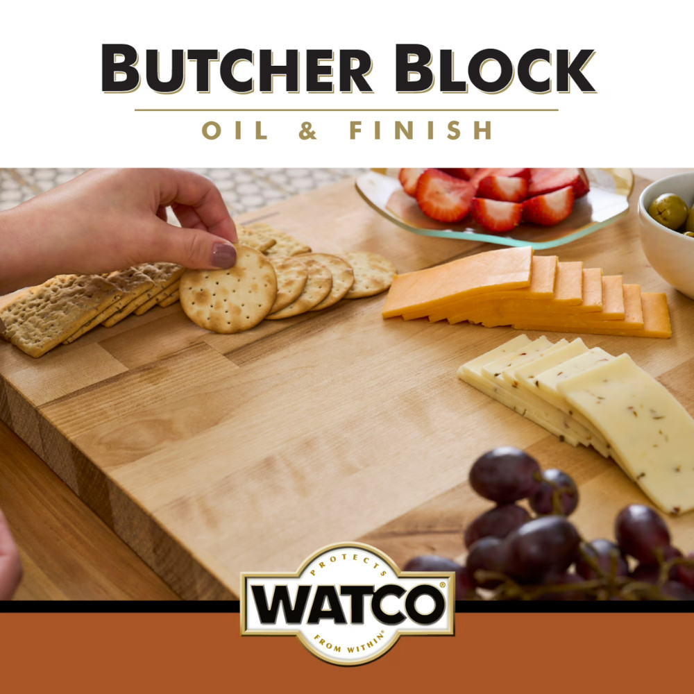 2 Pack Rust-Oleum Watco Butcher Block Oil, Clear, Wood Finish, Food Safe, 16 oz