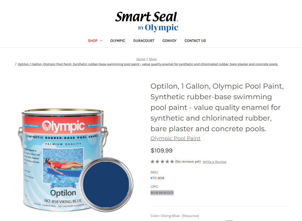Olympic Pool Paint Optilon – Viking blue – 1 Gallon price (3 gallons available)
