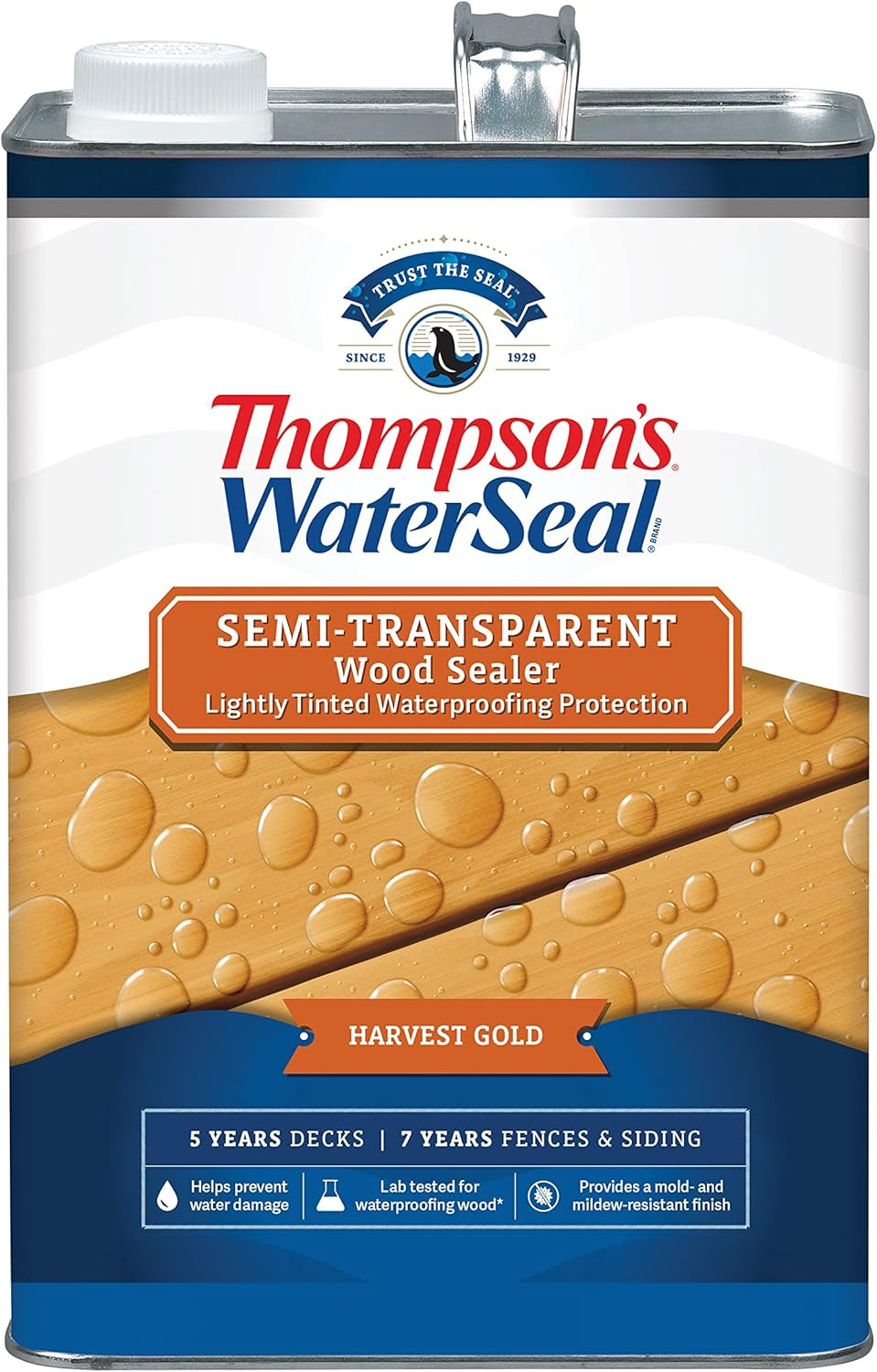 Semi-Transparent Waterproofing Wood Stain and Sealer, Harvest Gold, 1 Gallon