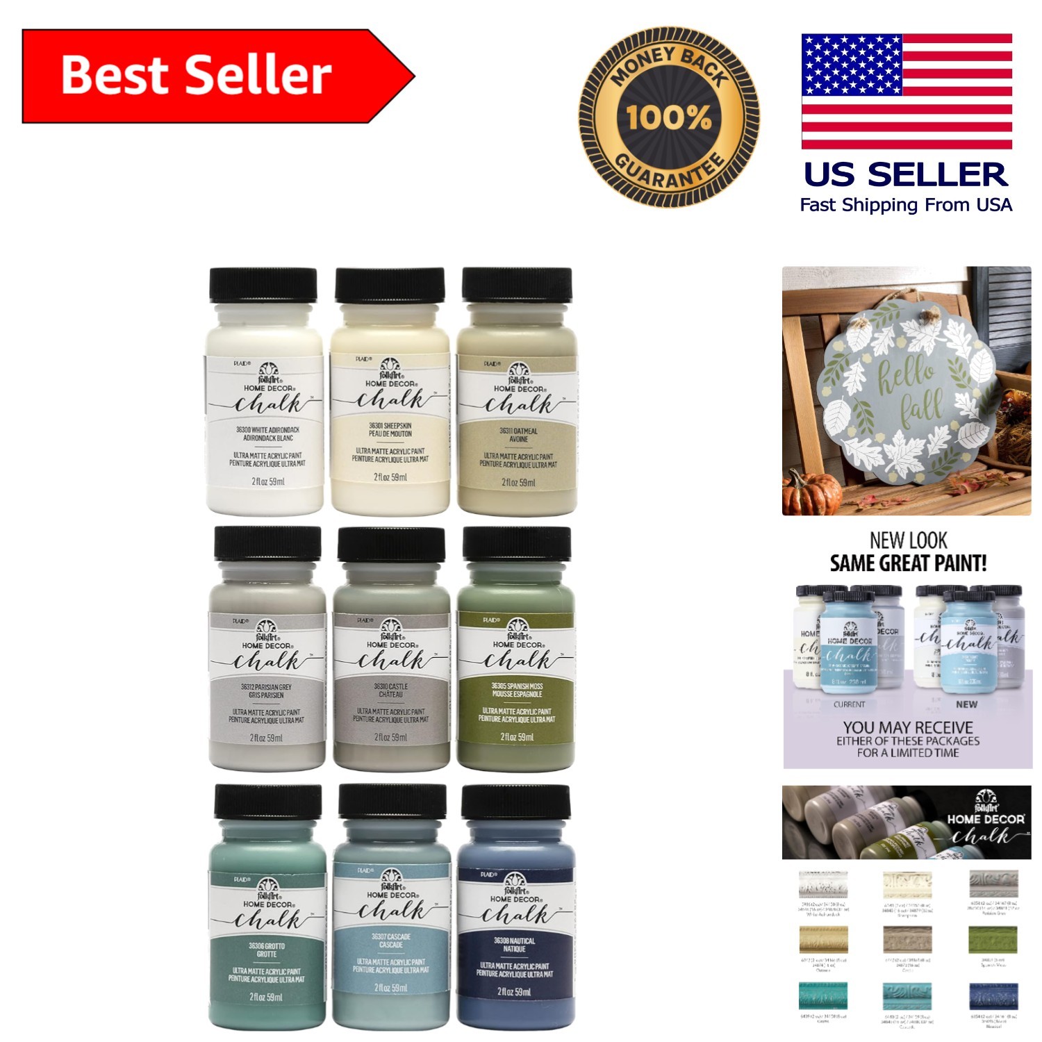 Versatile Home Décor Chalk Paint Set 2 Oz – 9 Creamy Colors for DIY Makeovers