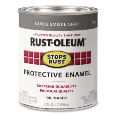 Rustoleum 7786502 Stops Rust Enamel Paint Gloss Smoke Gray 1 Qt Can