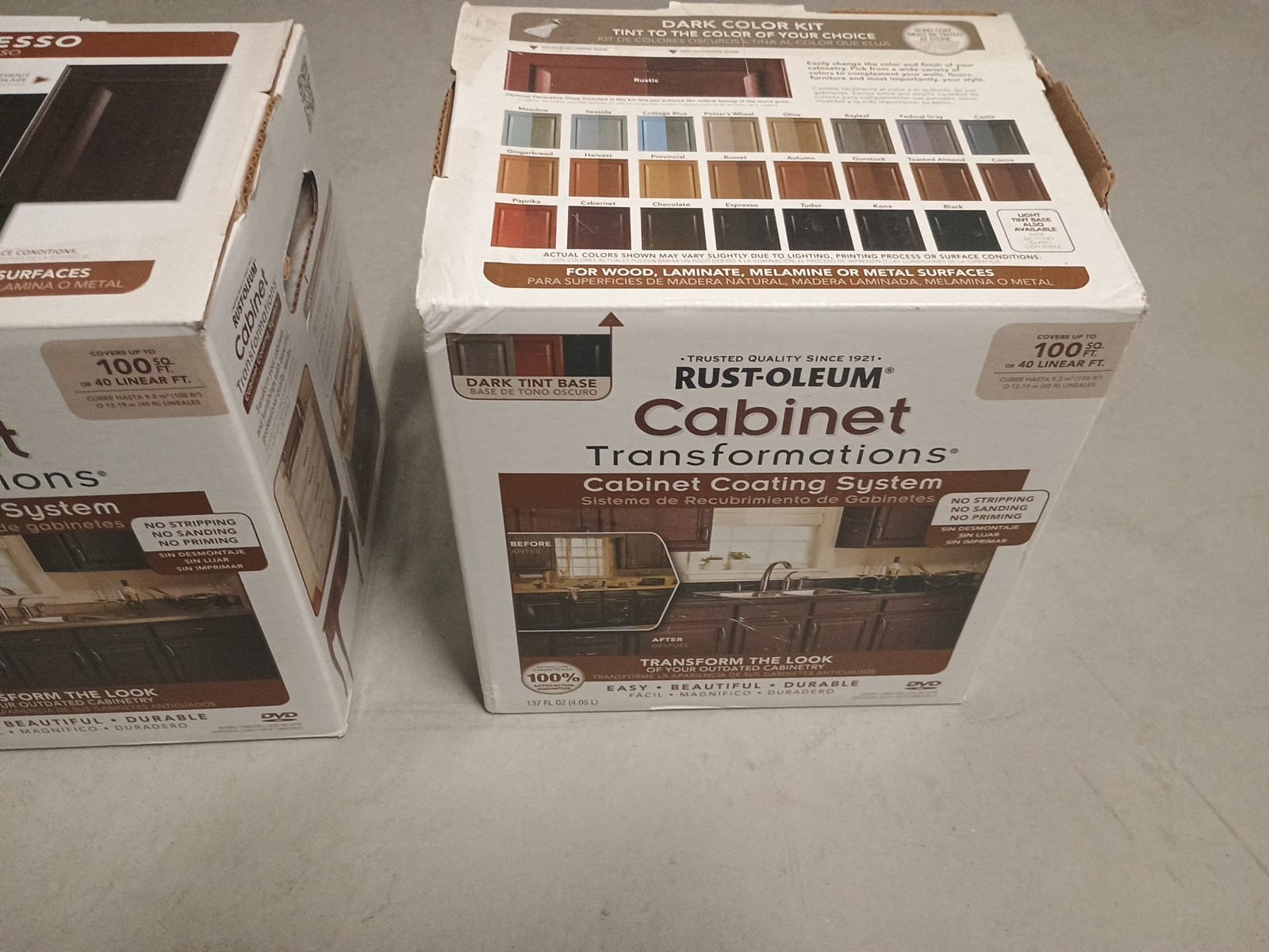 Rust-Oleum Cabinet Transformations Complete Coating Kit Light Tint Base New 2Lot