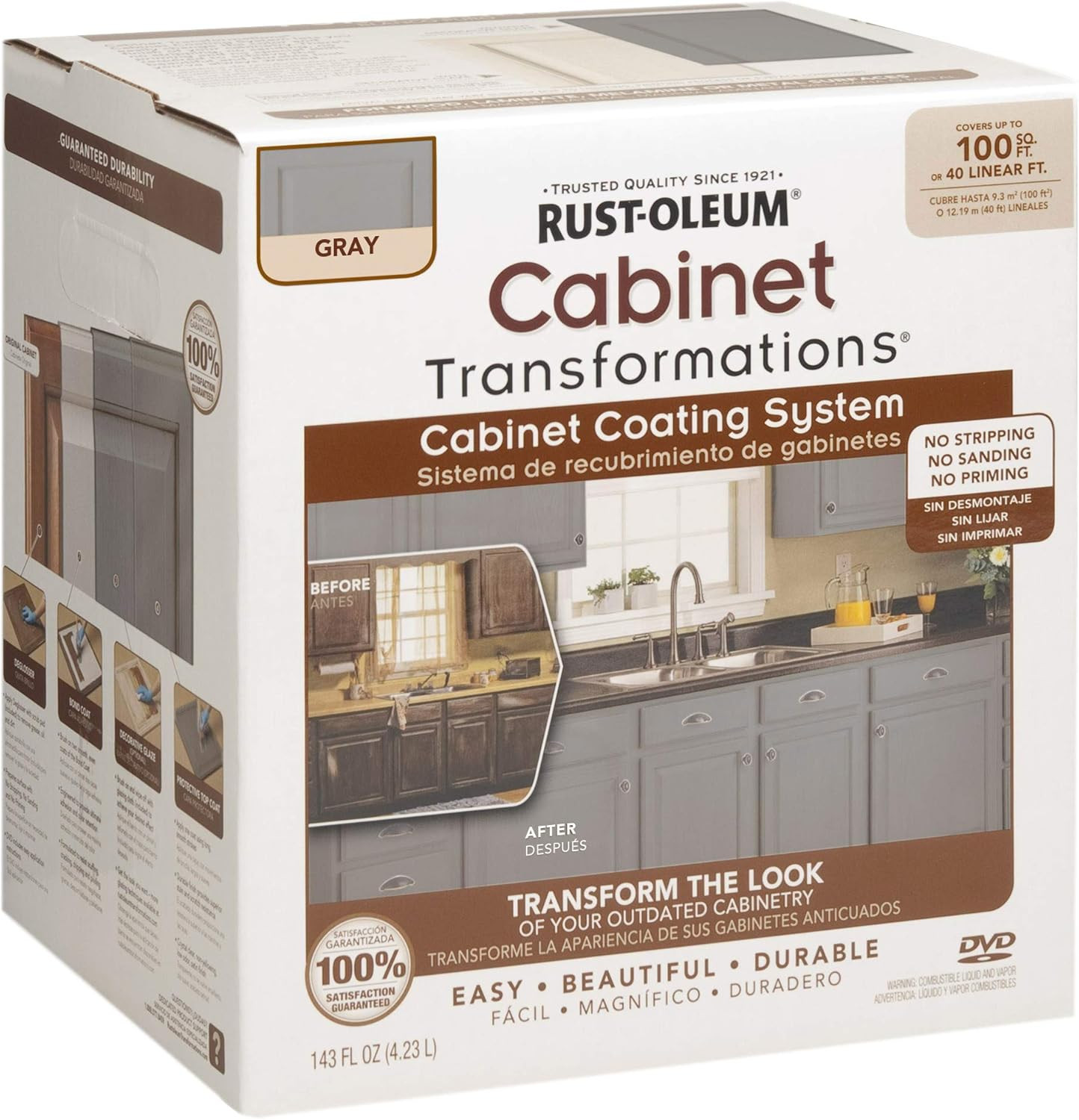 Rust-Oleum Transformations Cabinet Refinishing Kit Gray, 143 Fl Oz (302137)