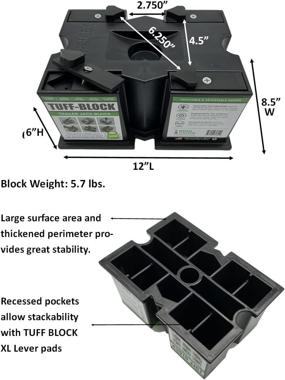 TUFF-Block by Dock N Stow Trailer Jack Blocks for RV Camper, 5th Wheel, Boat …