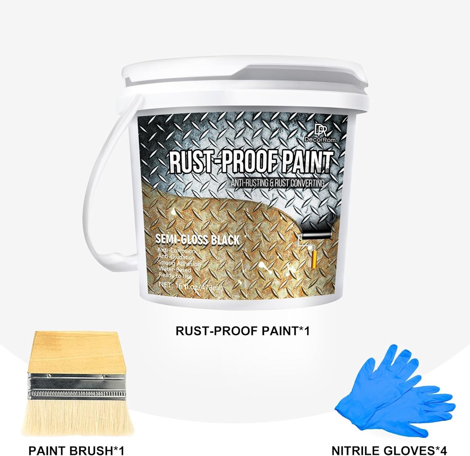 2 in 1 Rust Converter & Metal Primer – 16oz Black Rust Reformer Paint for Met…
