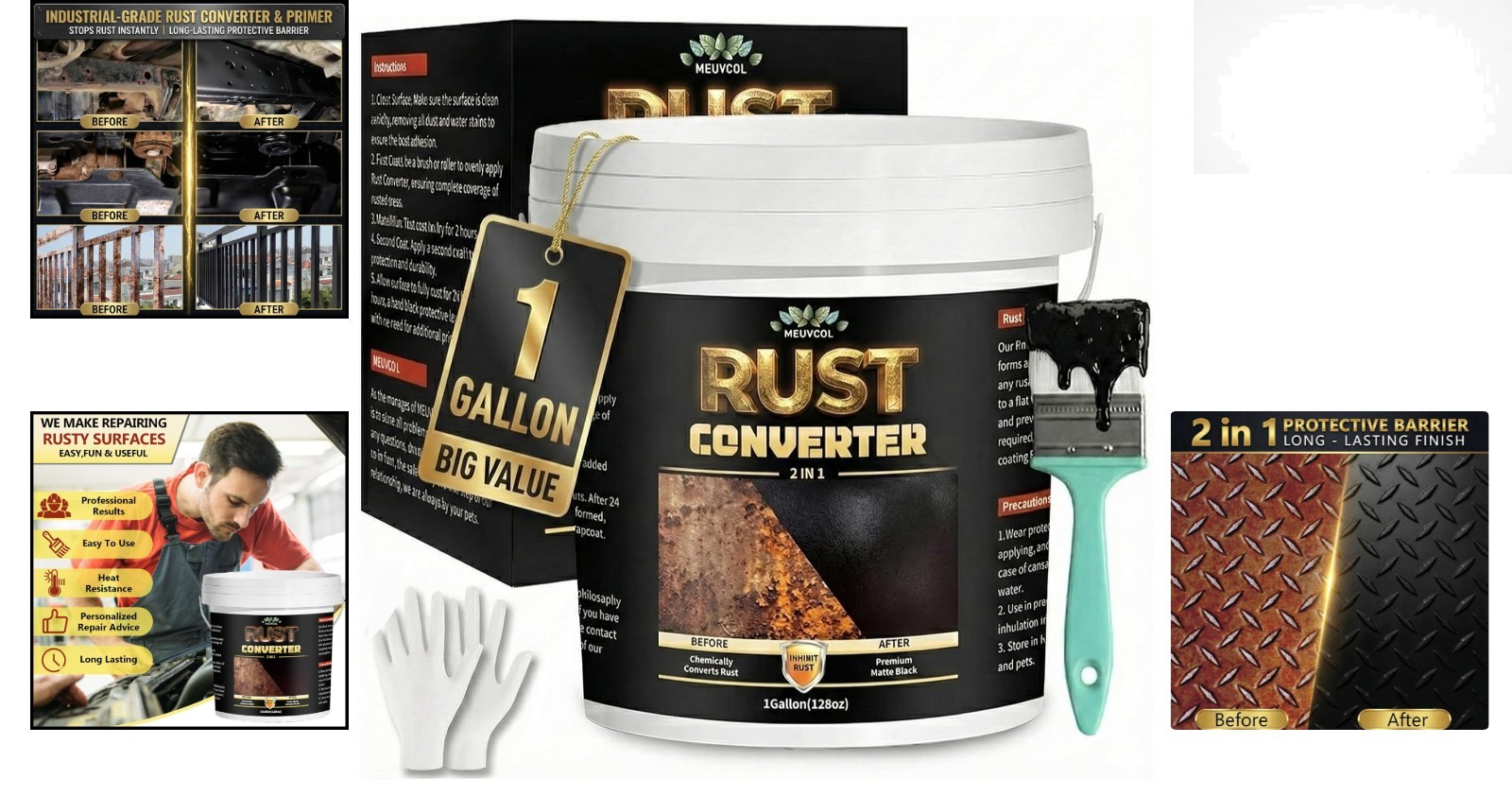 Versatile 1 Gallon Anti-Rust Coating – Non-Toxic Metal Primer for All Surfaces