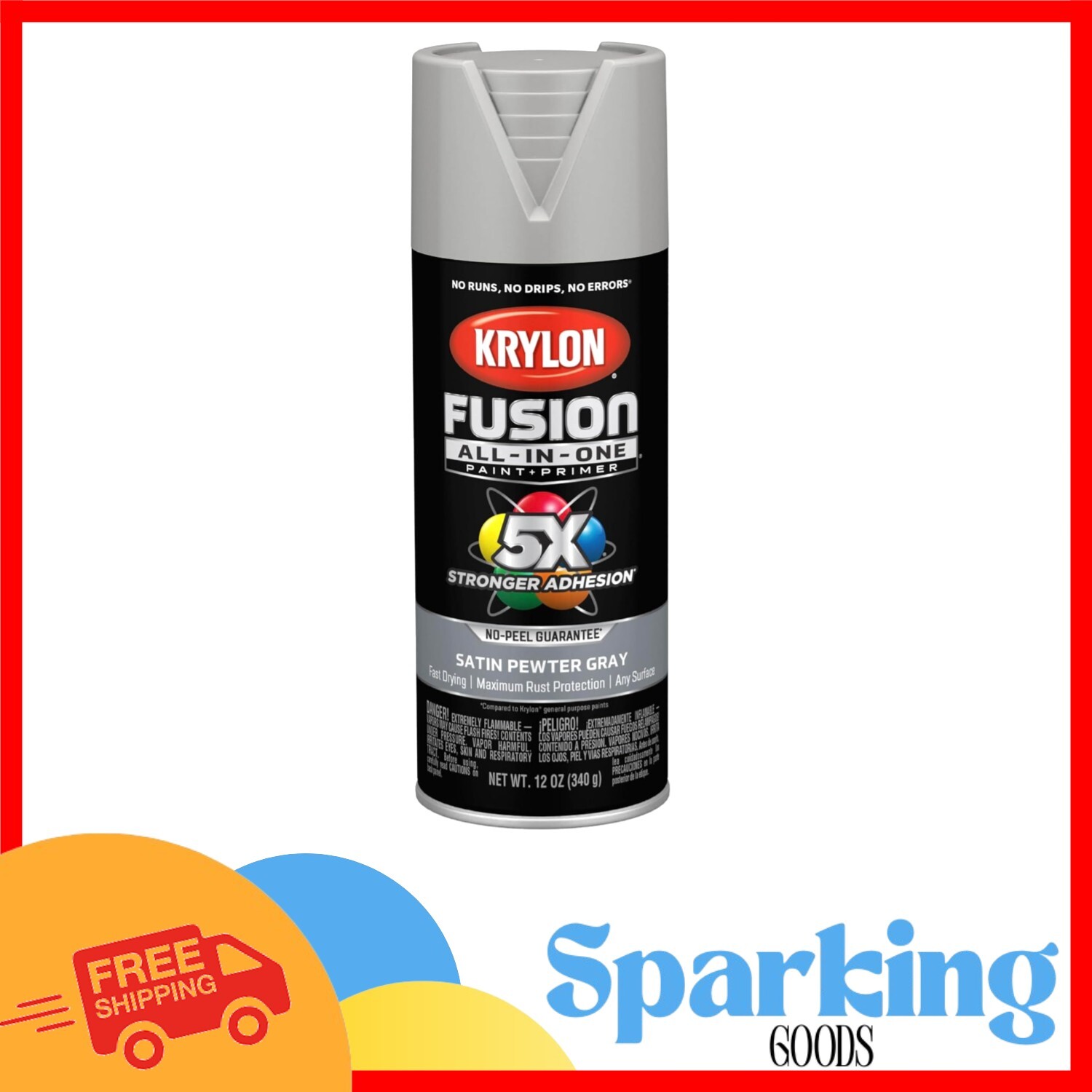 12 oz Satin Pewter Gray Spray Paint: All-In-One Primer for Indoor & Outdoor Use