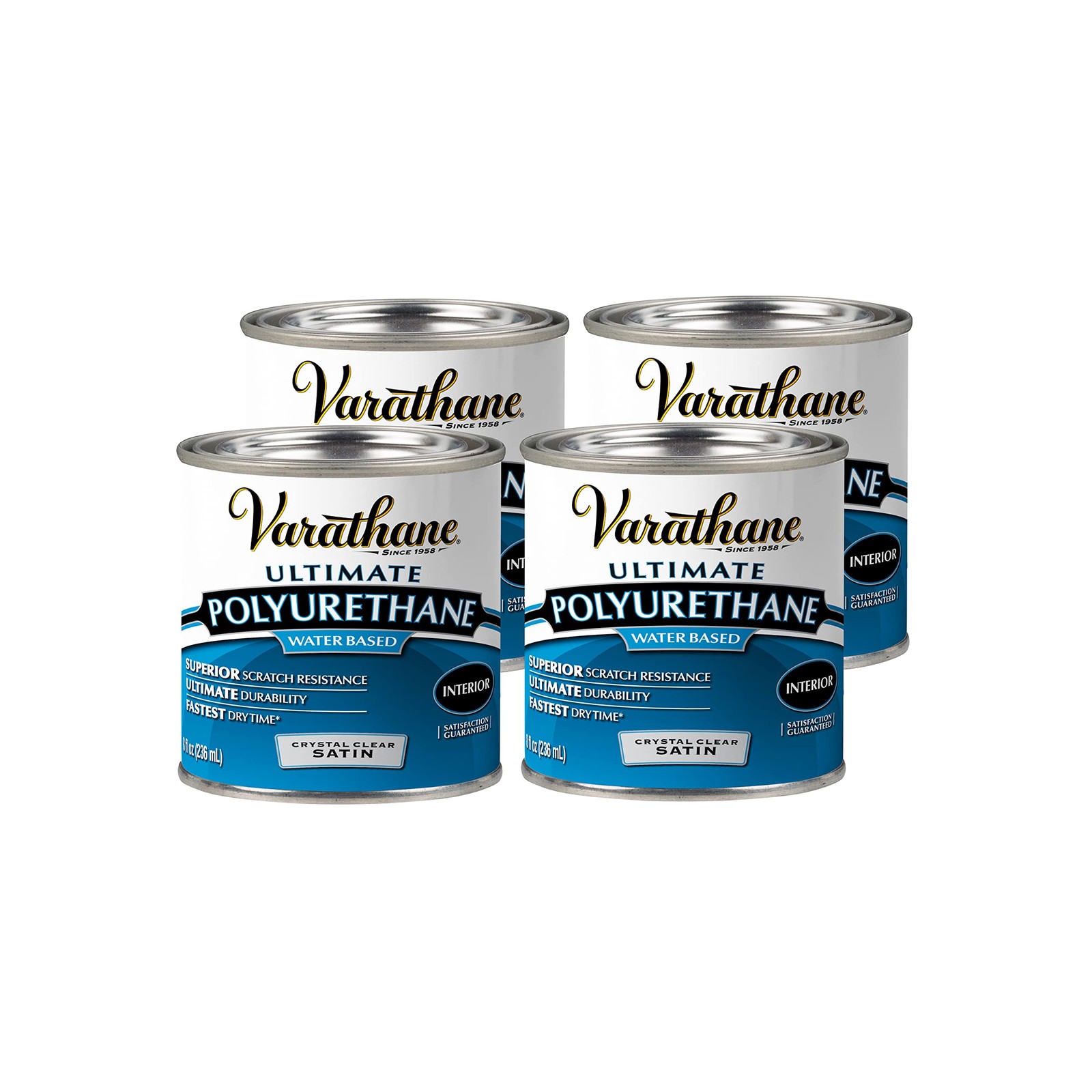 Varathane Ultimate Water Based Polyurethane Satin Varnish Pack Of 4 Half Pint