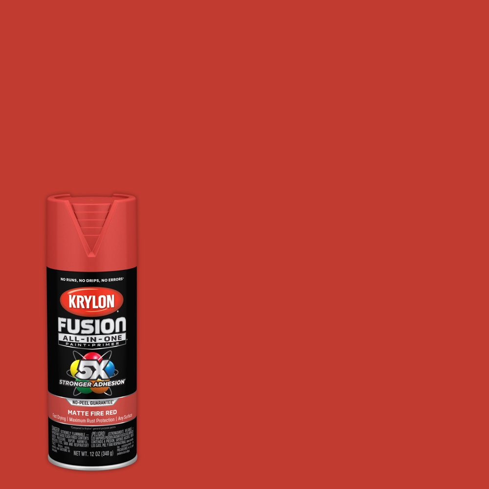 All Surfaces Rust Protection Matte Fire Red Spray Paint Without Sanding, priming