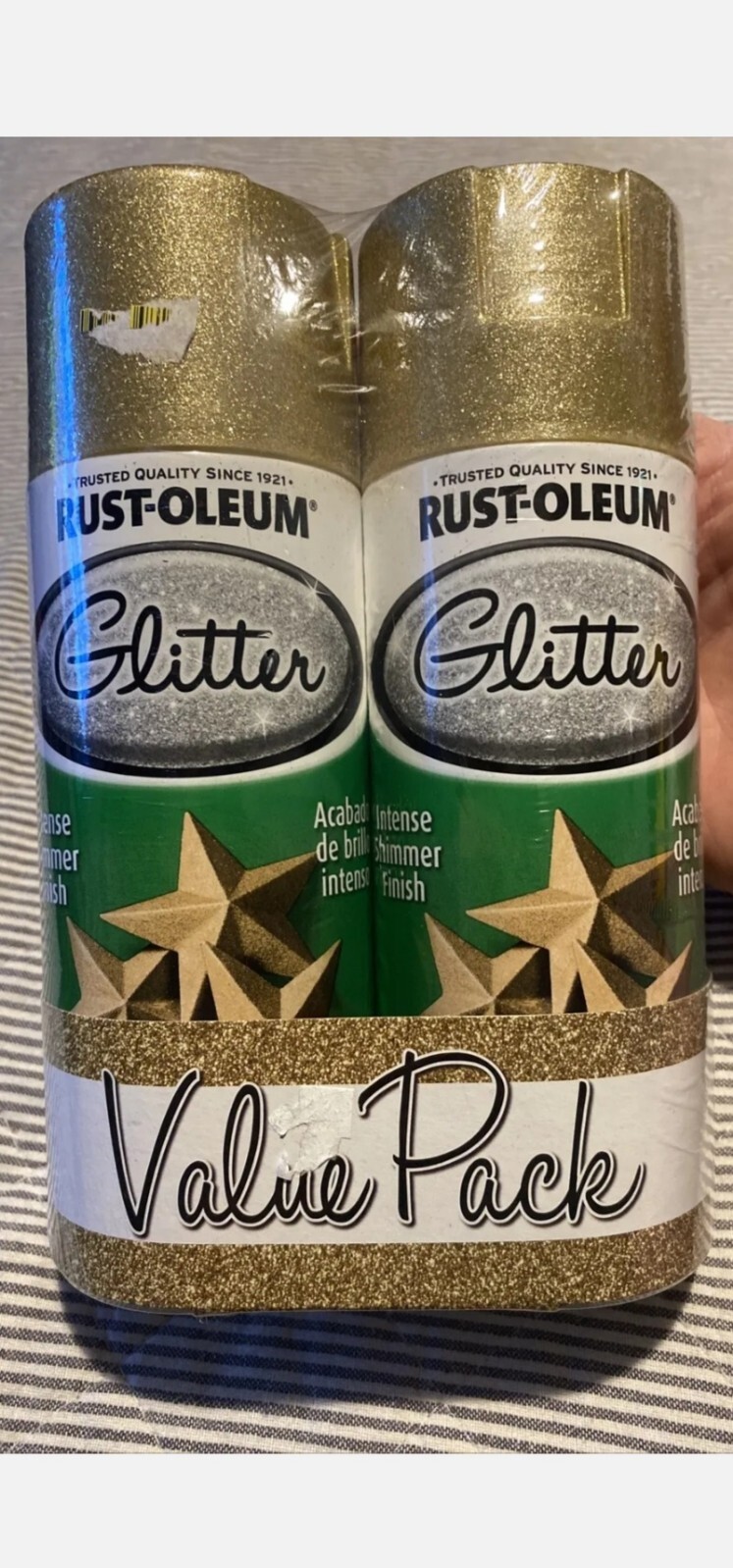 RUST-OLEUM GOLD GLITTER SPRAY PAINT 2-PACK BRAND NEW SEALED CHRISTMAS YULETIDE