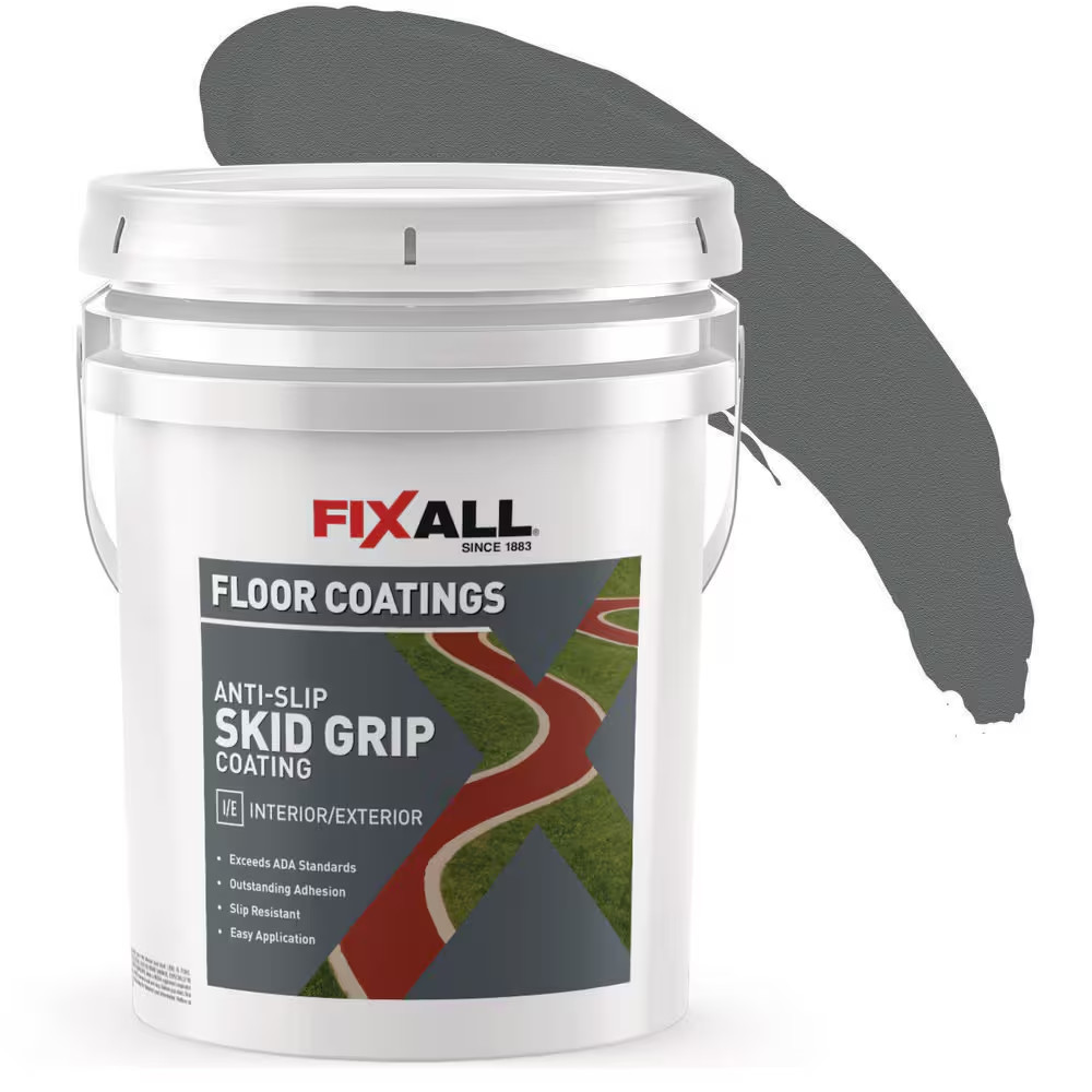 Skid Grip Anti-Slip Floor Coating, 5 Gal. Slate, Slip-Resistant Pavement, Cement