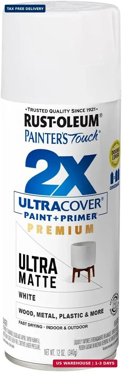 Rust-Oleum 331181 Painter’s Touch 2X Ultra Cover Spray Paint, 12 oz, Ultra Matte