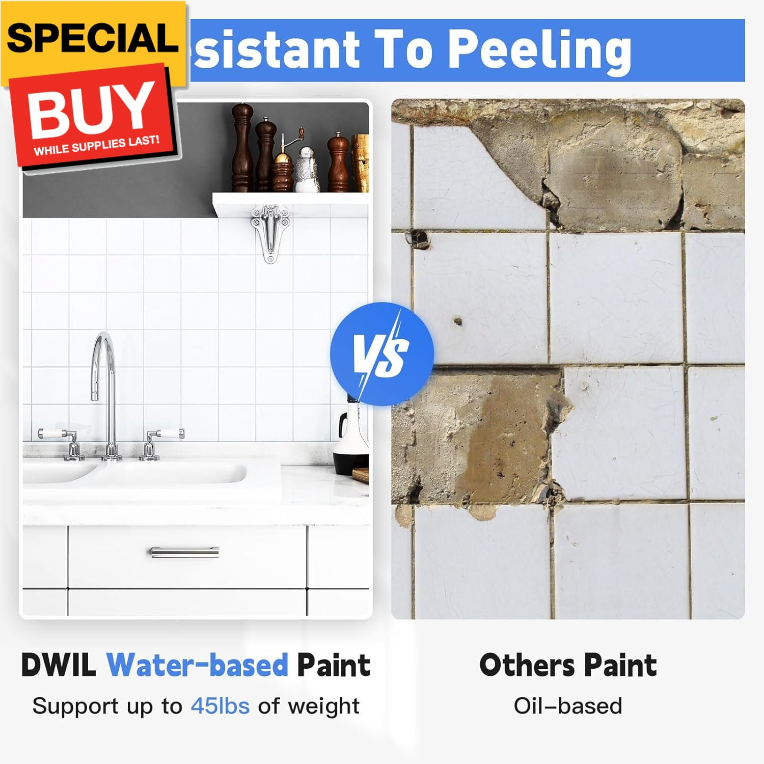 Tub and Tile Paint, Tub and Tile Refinishing Kit with Hardener, Tile Paint and T