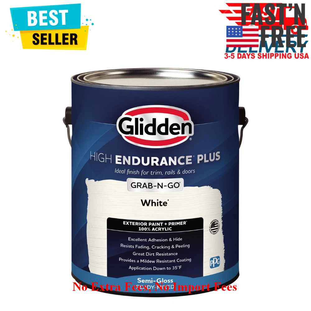 Glidden HEP Grab-N-Go White Semi-Gloss Exterior Paint with Primer, 1 Gallon NEW
