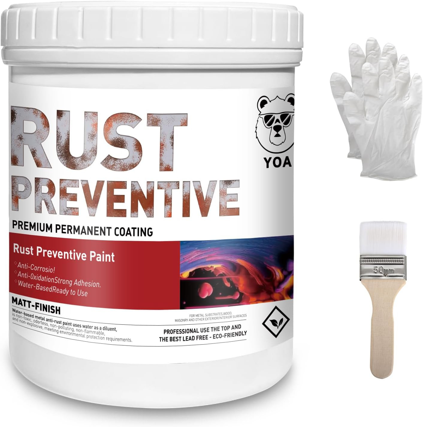 Metal Paint, Water-Based Rust-Proof Paint, 16 Fl Oz, Metal Primer and Protective