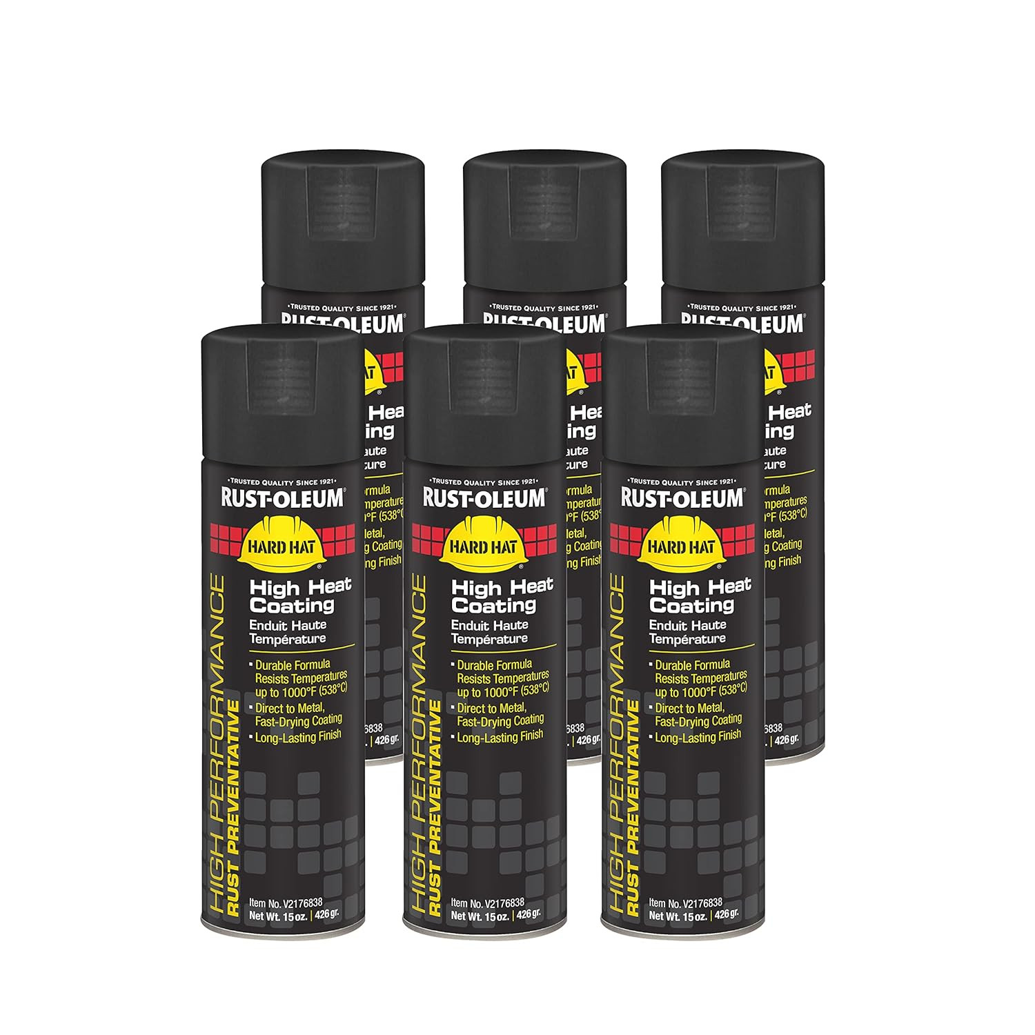 V2100 High Heat Black Spray Paint 20oz, 6-Pack – Premium Performance Coating