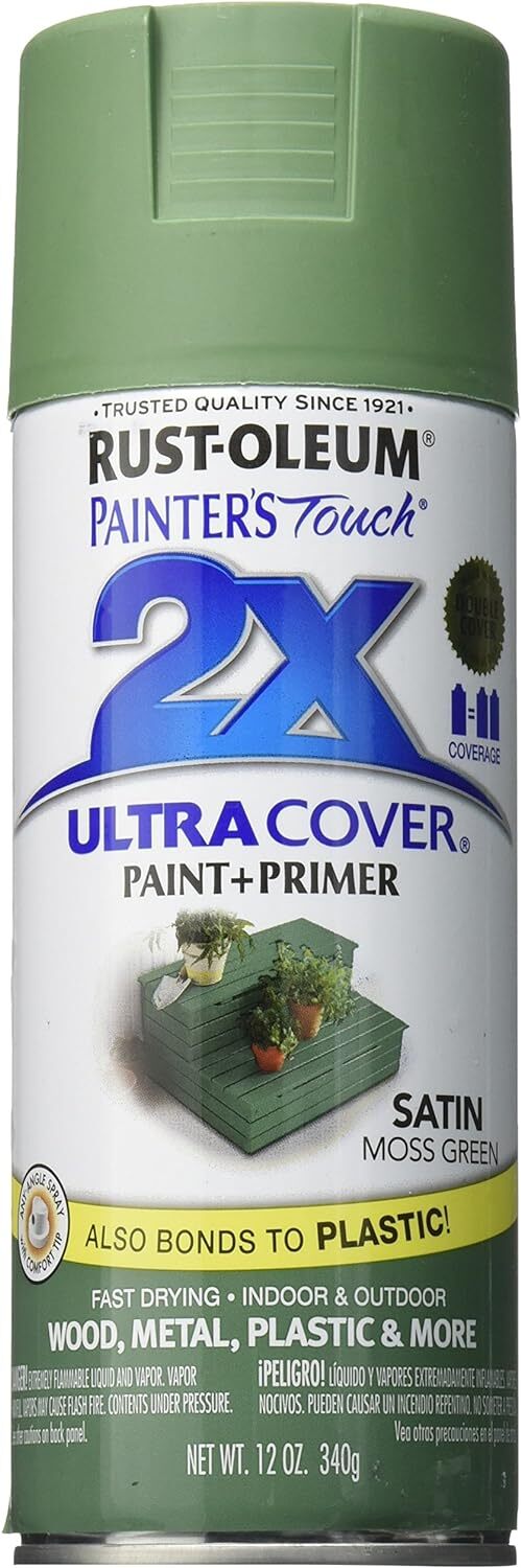 Rust Oleum Painter’s Touch 2X Ultra Cover Spray Paint 12Oz Satin Moss Green