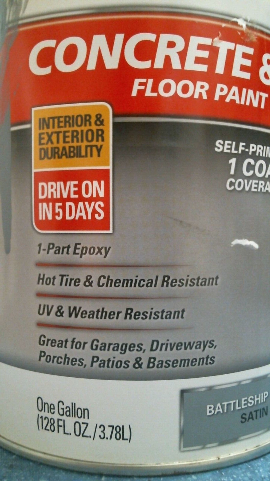 Rust-Oleum Concrete & Garage Floor Paint & Primer Battleship Gray (14045) FS