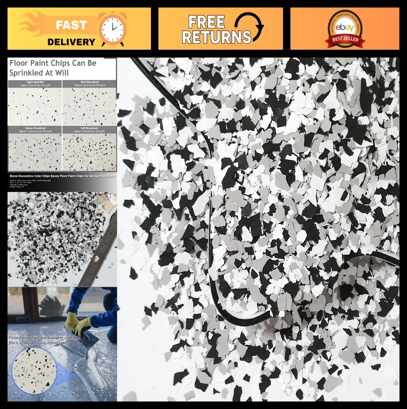 1LB Decorative Epoxy Floor Flakes – Color Chips for Garage & Concrete Coatings