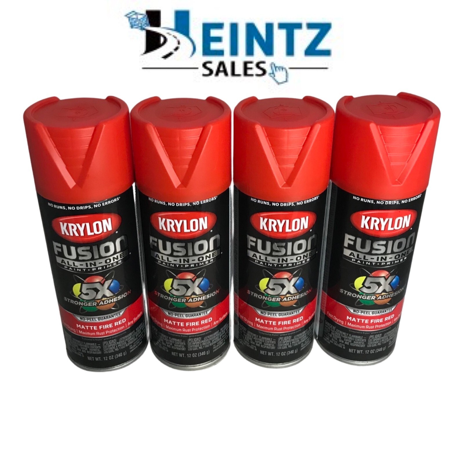 Krylon – 2756 (4 Pk) Matte Fire Red Spray Paint Fusion All in One Paint & Primer