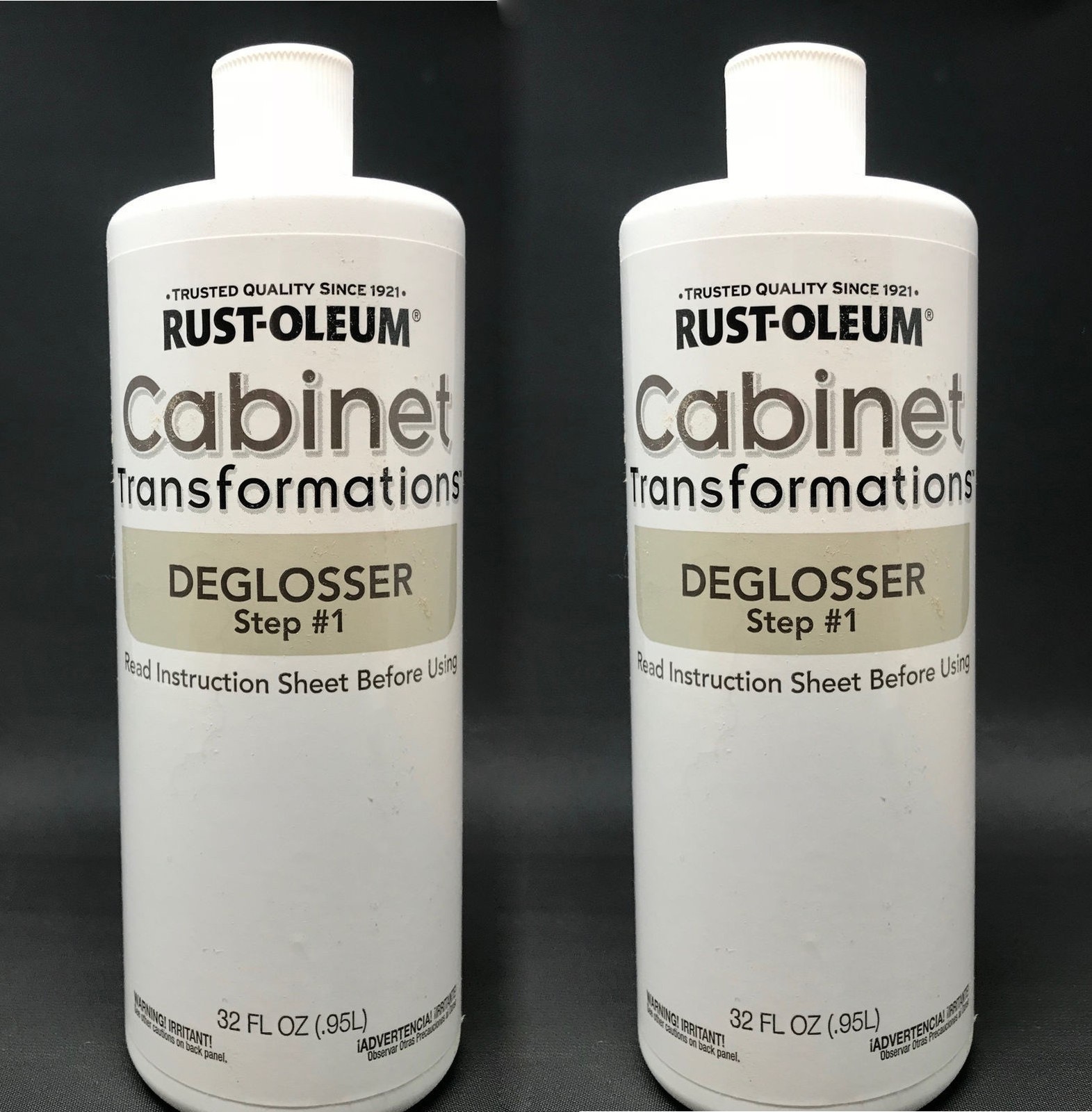 Lot of 2 32 fl oz Bottle DEGLOSSER for Rust-Oleum Cabinet Transformations Step 1