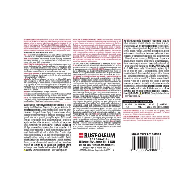 Durable Non-Skid Truck Bed Coating Stops Rust Fast Dry Protection 342668 New