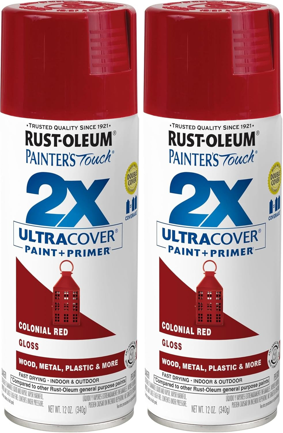 249116 Painter’S Touch 2X Ultra Cover Spray Paint, 12 Oz, Gloss Colonial Red (Pa