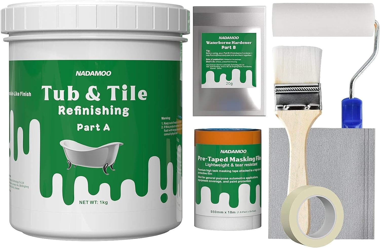 NADAMOO Tub and Tile Refinishing Kit 35oz w/Tools White For Bathroom Exp 01/2029