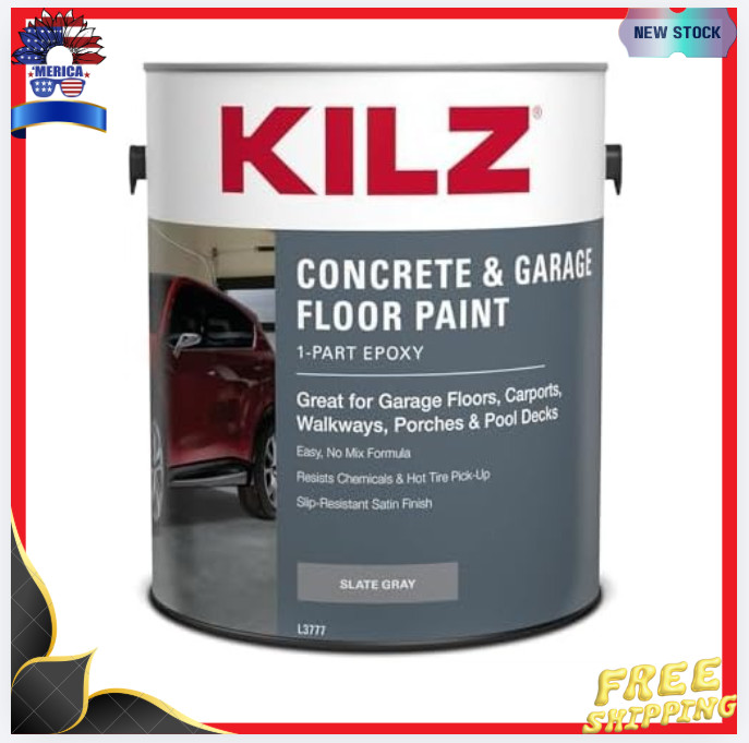 New 1-Part Epoxy Concrete & Garage Floor Paint Slate Gray 1 Gallon