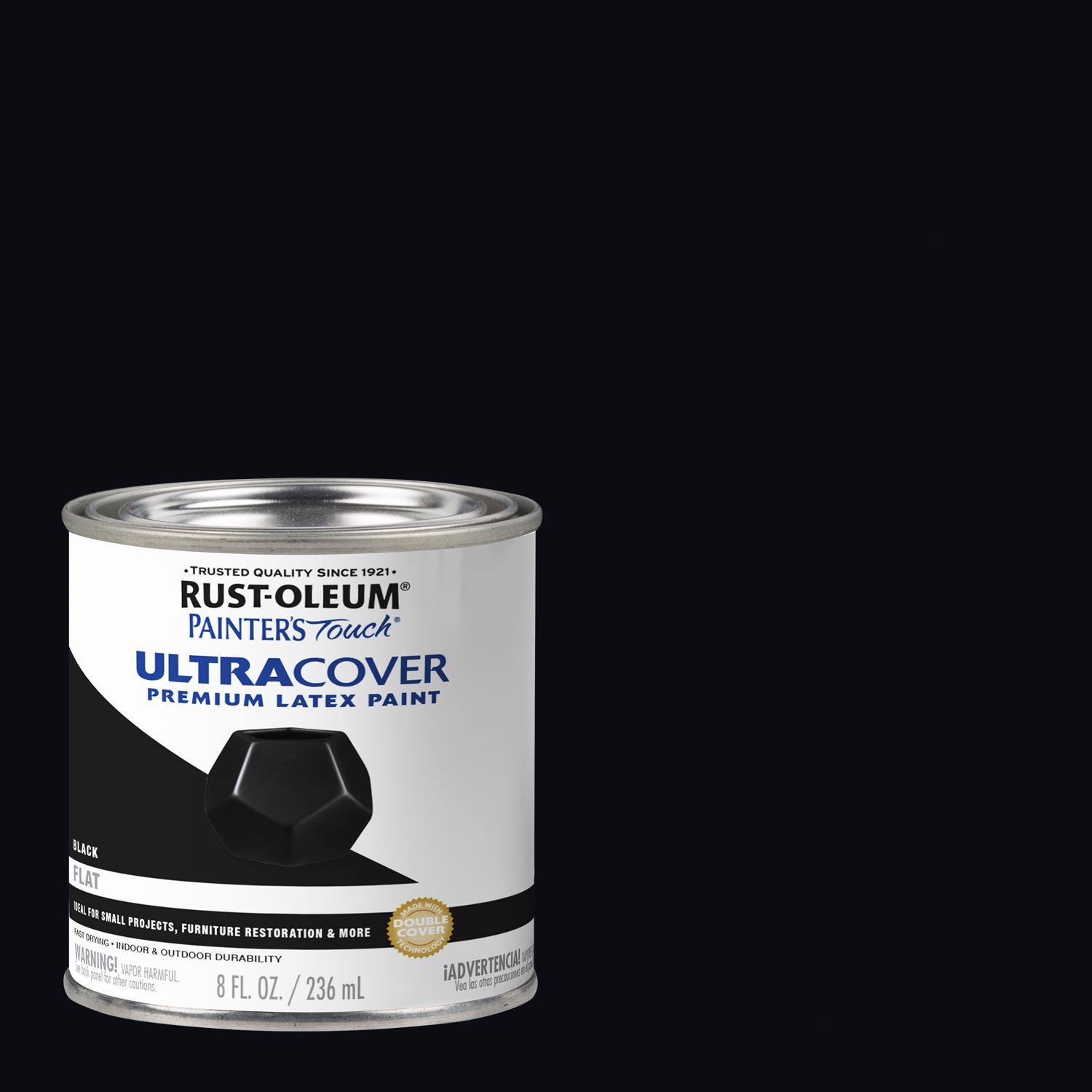 Rust-Oleum 1976730 Ultra Cover Flat Black Brush-On Paint 1/2 Pint (Pack of 6)