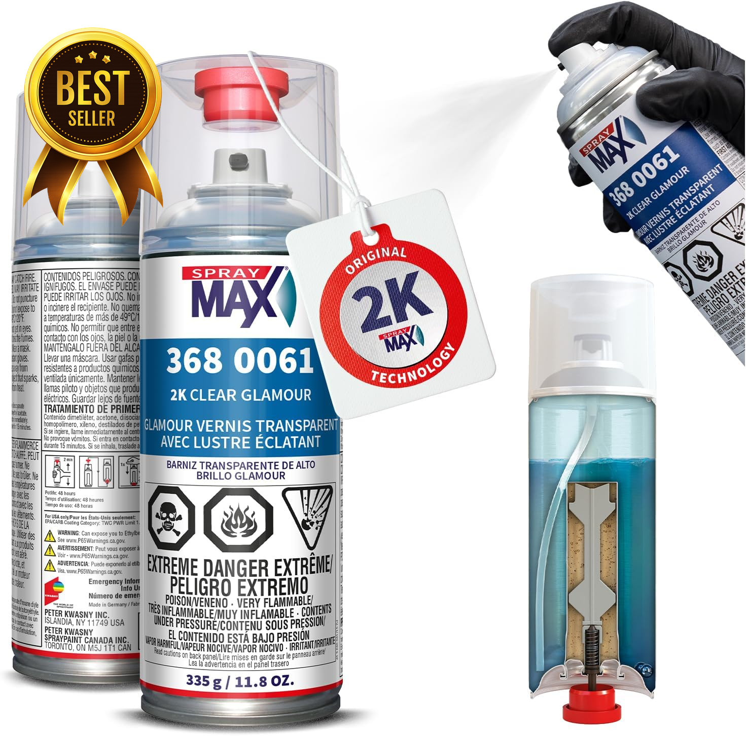 2K Automotive Clear Coat Spray High Gloss UV Resistant Scratch Resistant 11.8oz