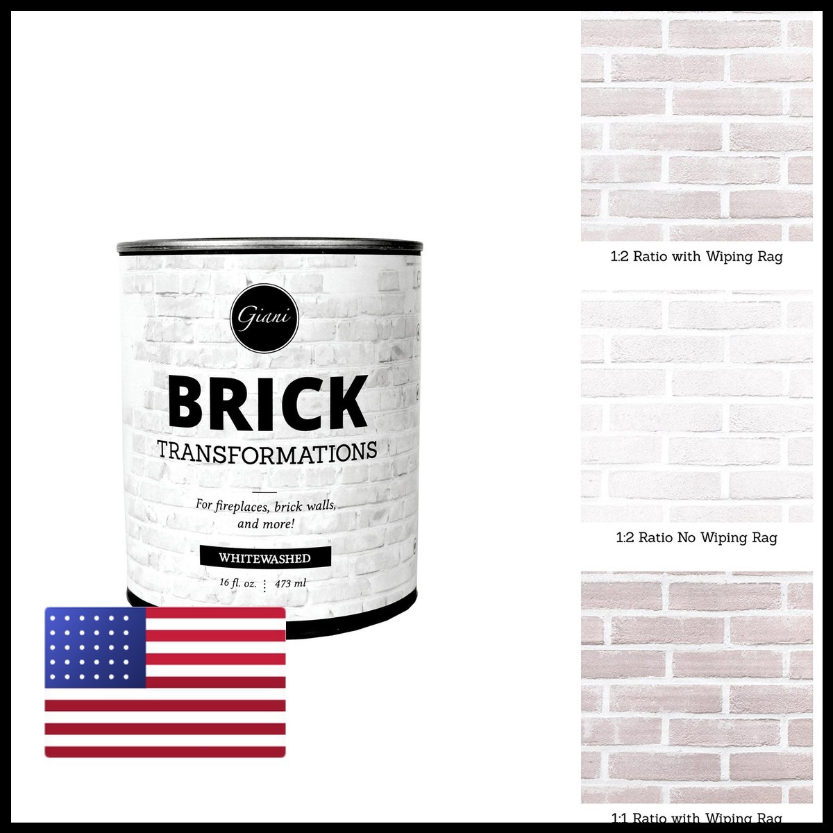 Giani Brick Transformations Whitewash Paint For Brick And Fireplaces- 16 Oz Pint