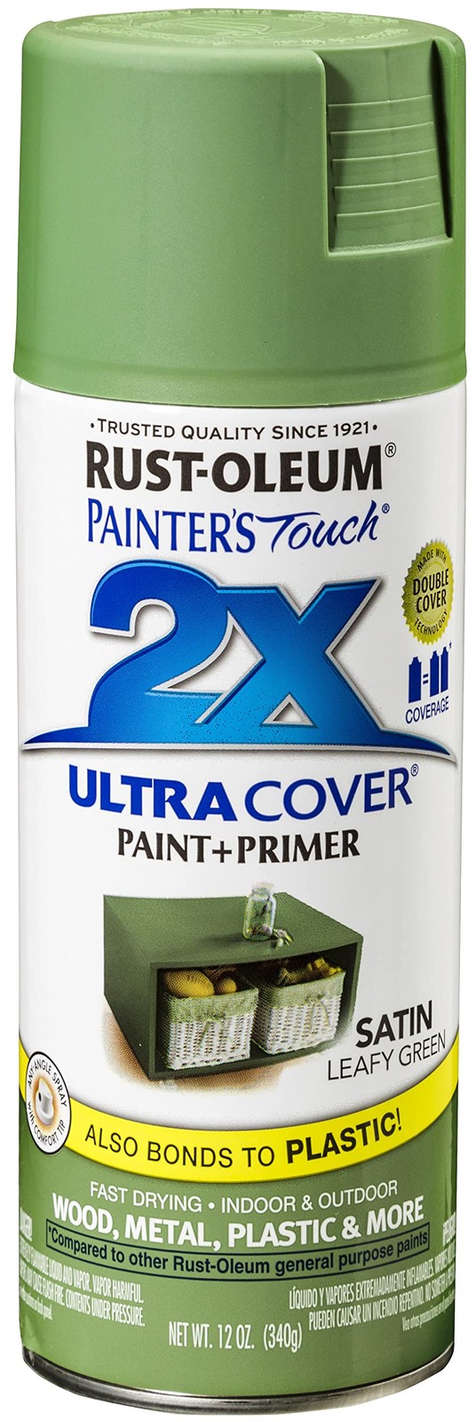 Rust Oleum 12 Ounce Painter’s Touch 2X Ultra Cover Satin Leafy Green Spray Paint