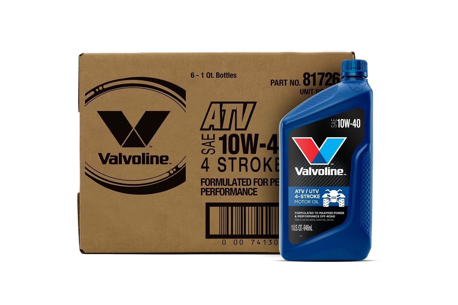 Valvoline 4-Stroke ATV/UTV SAE 10W-40 Motor Oil 1 QT, 1 Case of 6, Gold