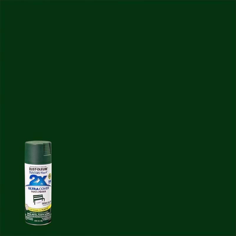Rust-Oleum Painter’s Touch 2X Cover Semi-Gloss HUNTER GREEN Spray Paint 12oz