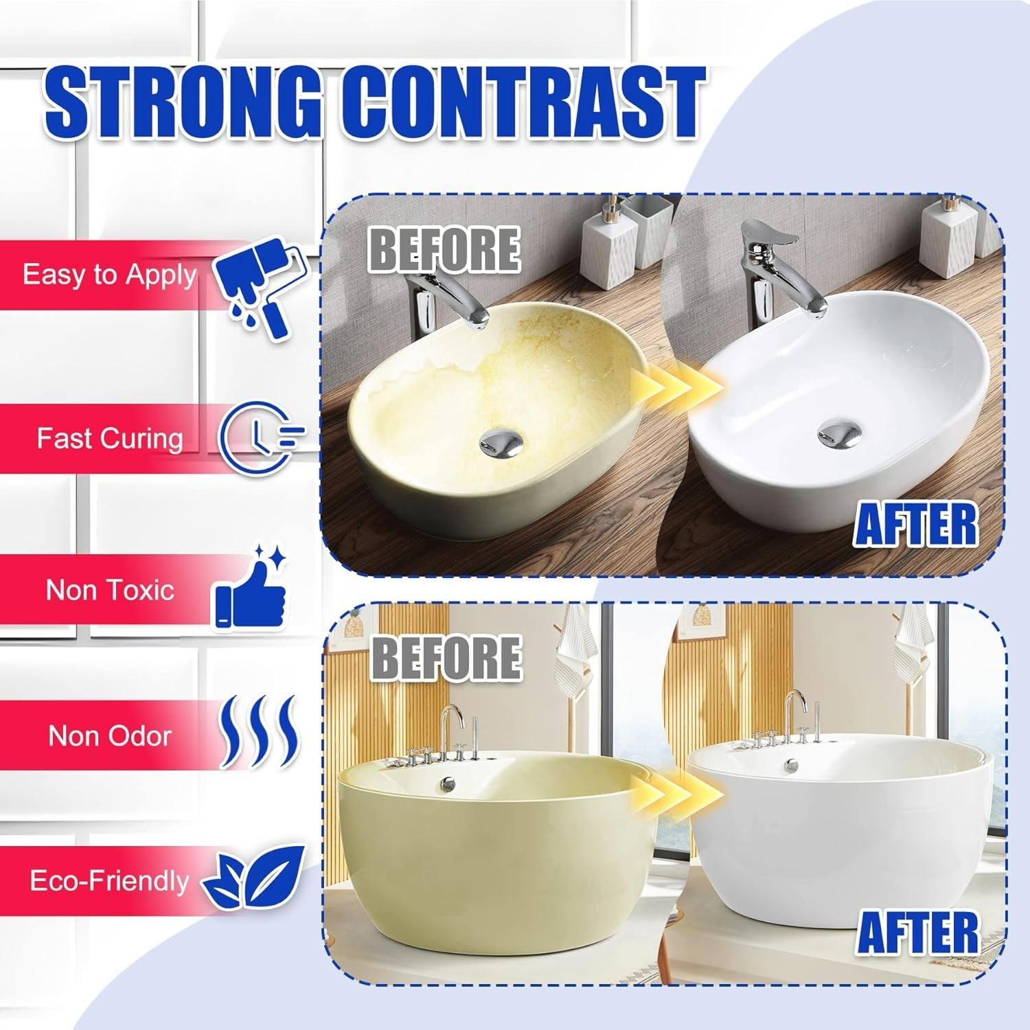 Tub and Tile Refinishing Kit – 35Oz Semi-Gloss White Tile Paint with Tools for B