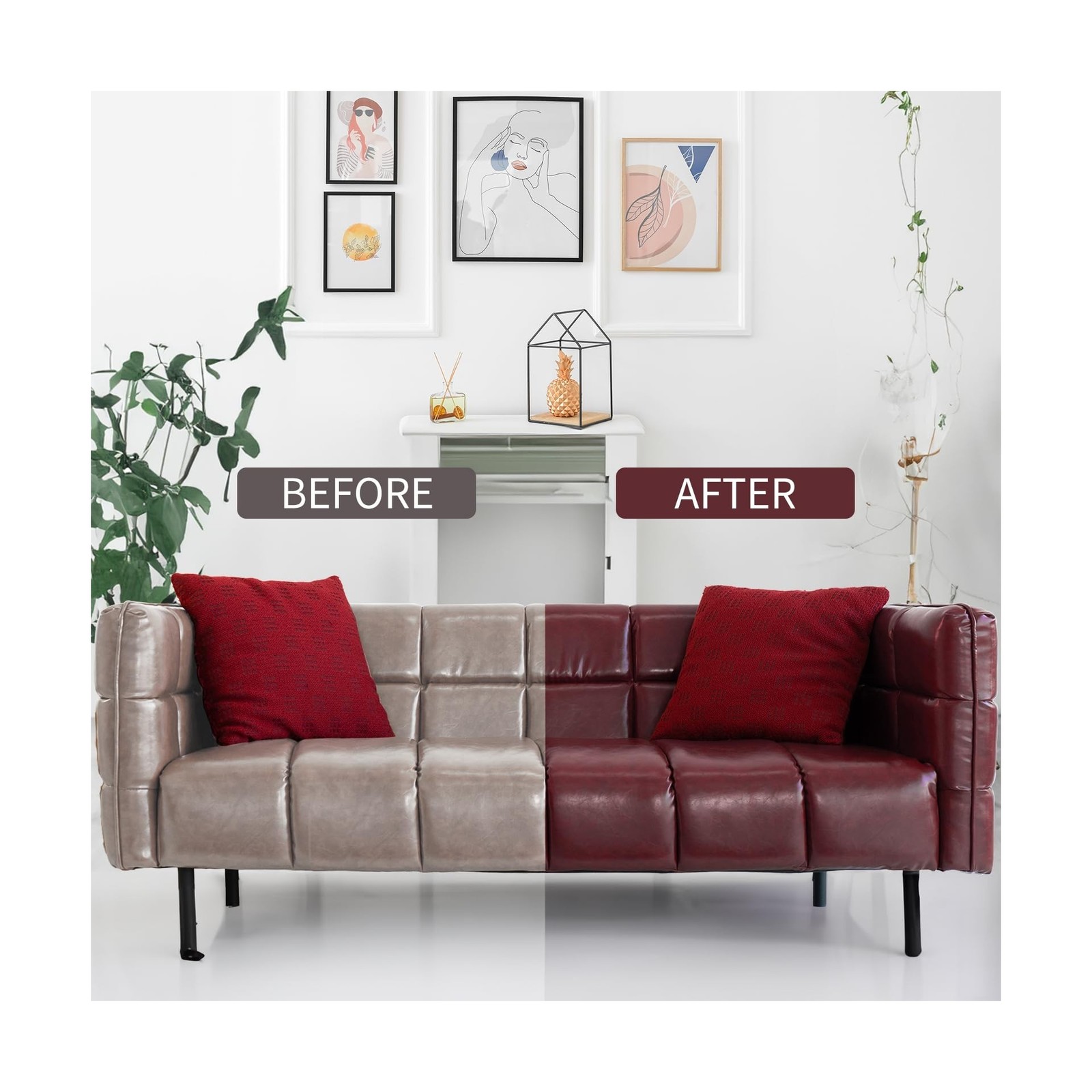 Leather Recoloring Balm – Maroon Leather Repair Kit for Furniture, Dye, Recol…