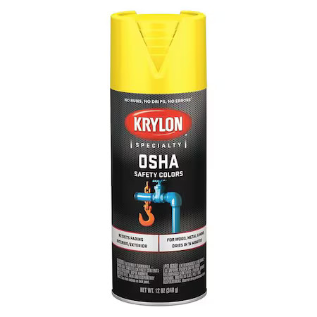 Krylon K01813777 Spray Paint, Safety Yellow, Gloss, Solvent, 12 Oz